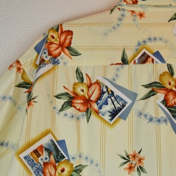 Pierre Cardin Hawaiian Postcard Cotton Short Sleeve Button Down Shirt - Size XL - Picture 6 of 6